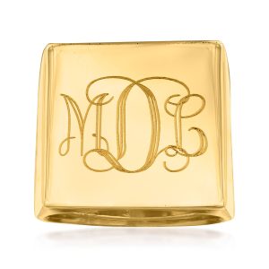 Italian 14kt Yellow Gold Personalized Square-Top Ring