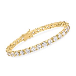 15.00 ct. t.w. CZ Tennis Bracelet in 18kt Gold Over Sterling