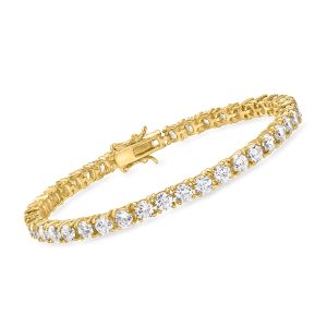 10.00 ct. t.w. CZ Tennis Bracelet in 18kt Gold Over Sterling