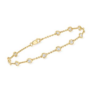 1.00 ct. t.w. Bezel-Set Diamond Station Bracelet in 14kt Yellow Gold
