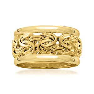 18kt Yellow Gold Wide Byzantine Ring