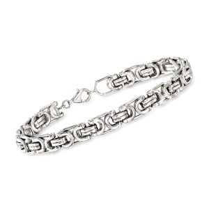 Men's Sterling Silver Byzantine Box Link Bracelet. 8.5"