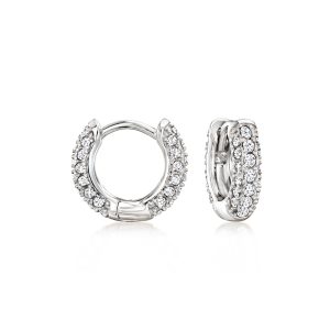 .50 ct. t.w. CZ Huggie Hoop Earrings in Sterling Silver. 3/8"