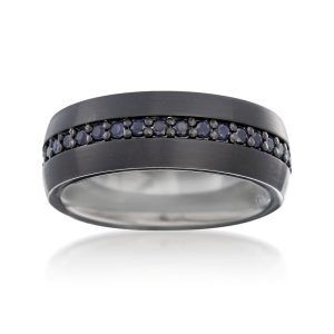 Men's 1.00 ct. t.w. Black Sapphire Eternity Wedding Band in Black Tungsten Carbide