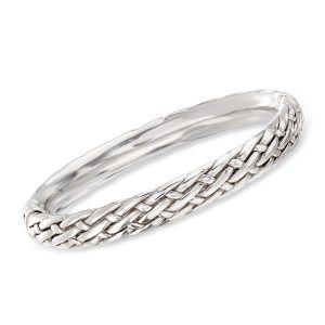 Sterling Silver Basketweave Bangle Bracelet