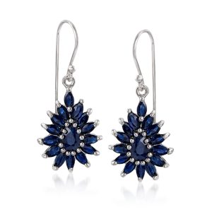 3.00 ct. t.w. Sapphire Cluster Drop Earrings in Sterling Silver