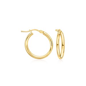 Italian 2mm 18kt Yellow Gold Hoop Earrings. 3/4"