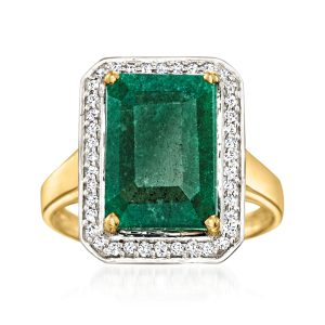 5.50 Carat Emerald and .20 ct. t.w. Diamond Ring in 14kt Yellow Gold