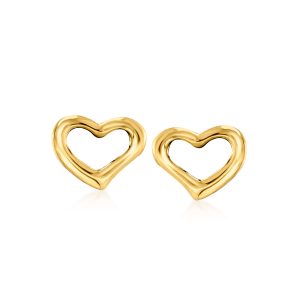 18kt Yellow Gold Heart Stud Earrings