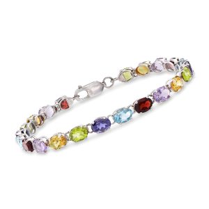 16.00 ct. t.w. Multi-Gemstone Link Bracelet in Sterling Silver