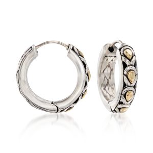 Phillip Gavriel "Dragonfly" Sterling Silver and 18kt Yellow Gold Huggie Hoop Earrings. 5/8"
