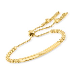 Italian 18kt Gold Over Sterling Bead Bolo Bracelet