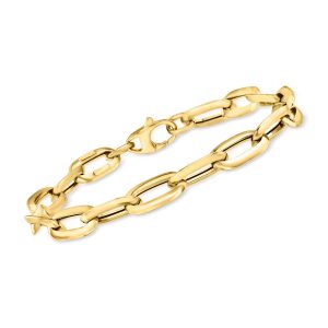 Italian 14kt Yellow Gold Paper Clip Link Bracelet