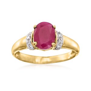 1.60 Carat Ruby Ring with Diamonds in 14kt Yellow Gold