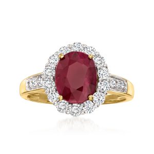 2.00 Carat Ruby and .64 ct. t.w. Diamond Ring in 18kt Yellow Gold