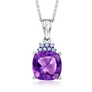5.25 Carat Amethyst and .20 ct. t.w. Tanzanite Pendant Necklace in Sterling Silver