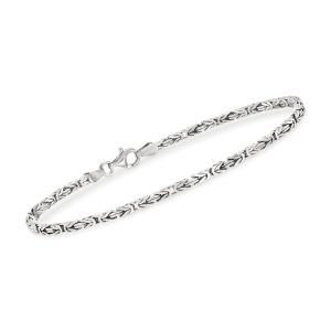 2.3mm Sterling Silver Square Byzantine Bracelet