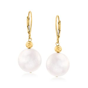 13-14mm Cultured Pearl Drop Earrings in 14kt Yellow Gold
