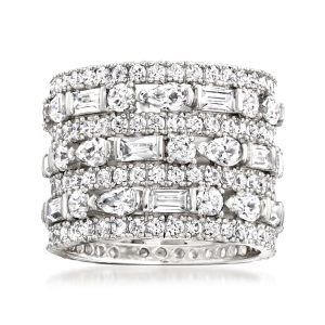 6.56 ct. t.w. Multi-Shaped CZ Multi-Row Eternity Band in Sterling Silver