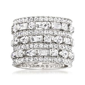 6.56 ct. t.w. Multi-Shaped CZ Multi-Row Eternity Band in Sterling Silver