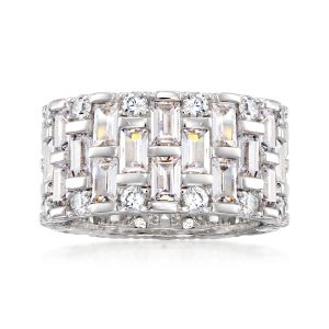 5.50 ct. t.w. Baguette and Round CZ Eternity Band in Sterling Silver