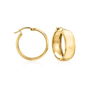 18kt Yellow Gold Over Sterling Silver Hoop Earrings. 1"