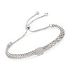 Italian Sterling Silver Mesh Bolo Bracelet with CZ Station