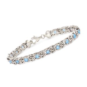 2.30 ct. t.w. Sky Blue Topaz Byzantine Bracelet in Sterling Silver