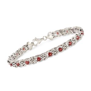 2.50 ct. t.w. Garnet Byzantine Bracelet in Sterling Silver
