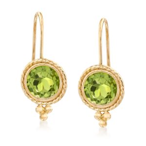 1.70 ct. t.w. Peridot Drop Earrings in 14kt Yellow Gold