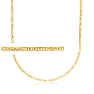 Men's 3mm 14kt Yellow Gold Mariner-Link Necklace
