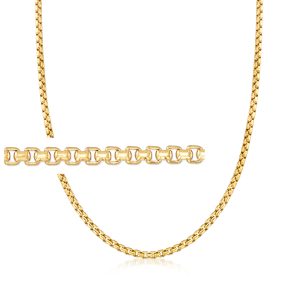 Men's 3.5mm 14kt Yellow Gold Box-Chain Necklace