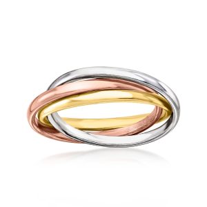 Italian Tri-Colored Sterling Silver Rolling Ring