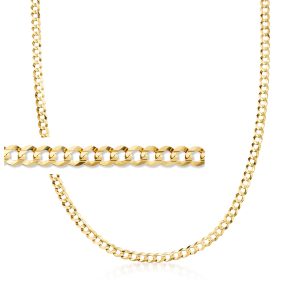 Men's 4.7mm 14kt Yellow Gold Faceted Curb-Link Necklace. 20"