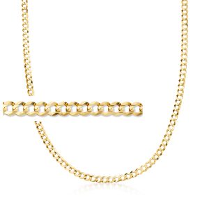 Men's 4.7mm 14kt Yellow Gold Faceted Curb-Link Necklace. 20"
