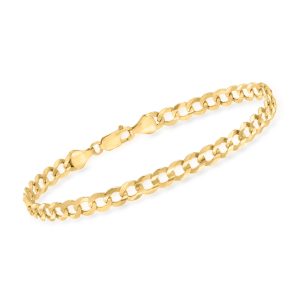 Men's 5.7mm 14kt Yellow Gold Faceted Curb-Link Bracelet. 8.5"