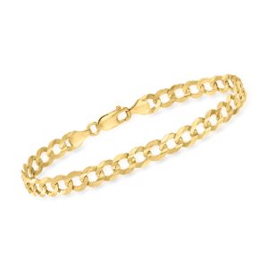 Men's 7mm 14kt Yellow Gold Faceted Curb-Link Bracelet. 8.5"