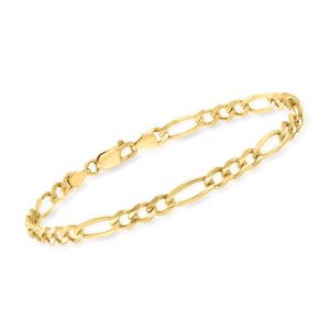 Men's 4.5mm 14kt Yellow Gold Figaro-Link Bracelet. 8"
