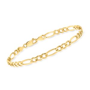 Men's 4.5mm 14kt Yellow Gold Figaro-Link Bracelet. 8"