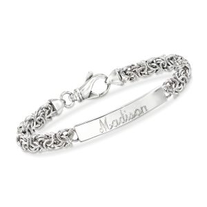 Italian Sterling Silver Byzantine Personalized ID Bracelet