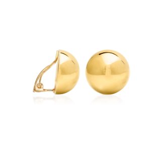 Italian 14mm 18kt Gold Over Sterling Dome Clip-On Earrings
