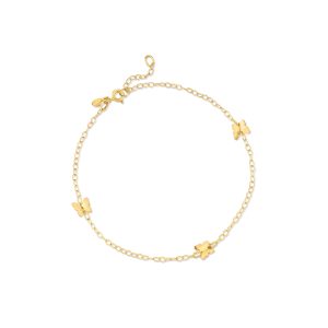 Italian 14kt Yellow Gold Butterfly Station Anklet. 9"