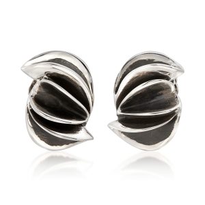 Zina Sterling Silver "Contemporary" Folded Sculpture Clip-On Earrings
