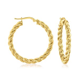 Italian 18kt Gold Over Sterling Twisted Hoop Earrings. 1 1/2"