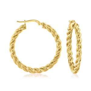 Italian 18kt Gold Over Sterling Twisted Hoop Earrings. 1 1/2"