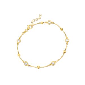 Italian 1.15 ct. t.w. Bezel-Set CZ Station Anklet in 18kt Gold Over Sterling