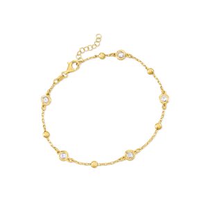 Italian 1.15 ct. t.w. Bezel-Set CZ Station Anklet in 18kt Gold Over Sterling