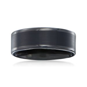 Men's 8mm Black Tungsten Carbide Wedding Band