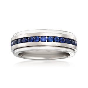 Men's 1.50 ct. t.w. Sapphire Wedding Band in Tungsten Carbide