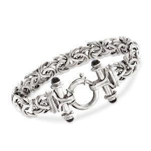 Sterling Silver Byzantine Bracelet with Black Onyx